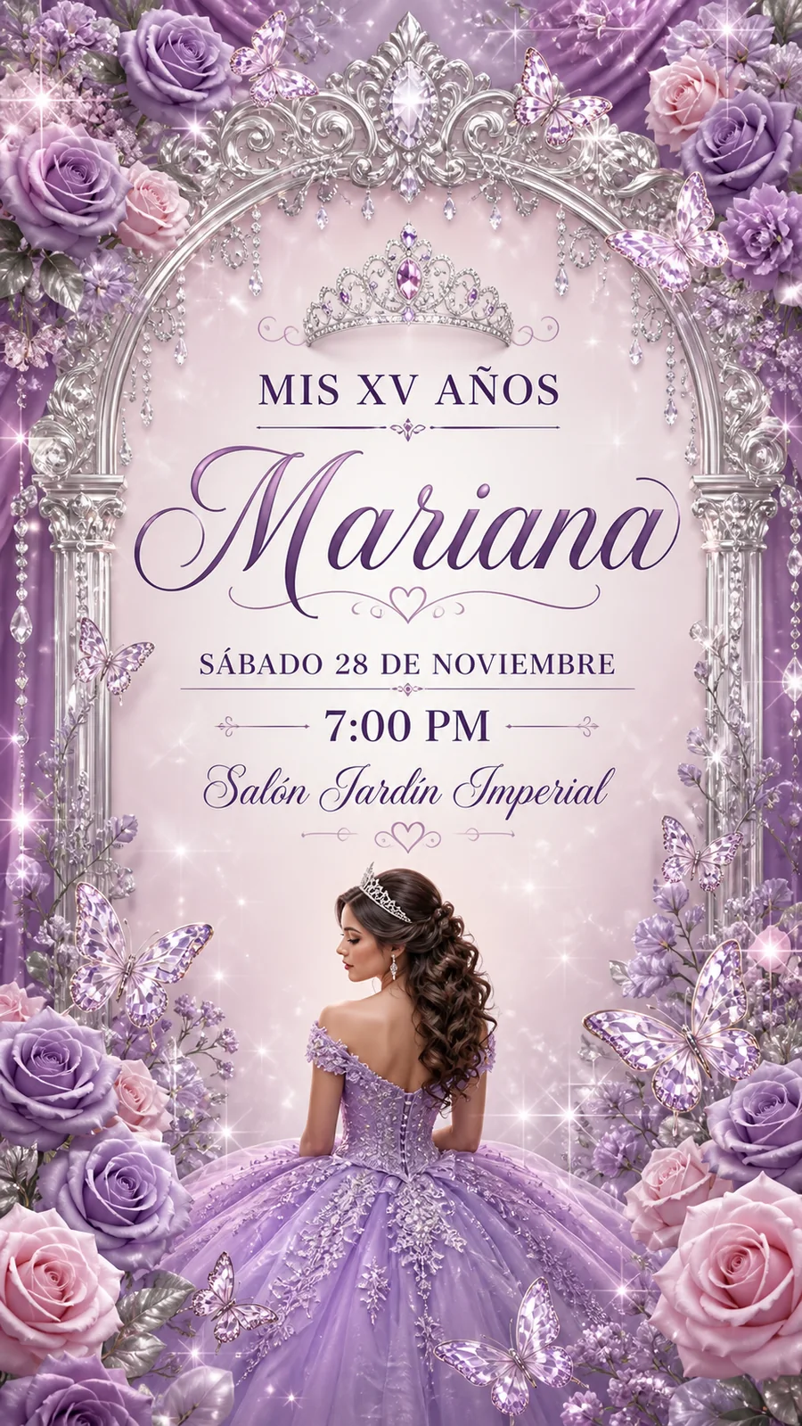 Invitación de XV años con princesa
